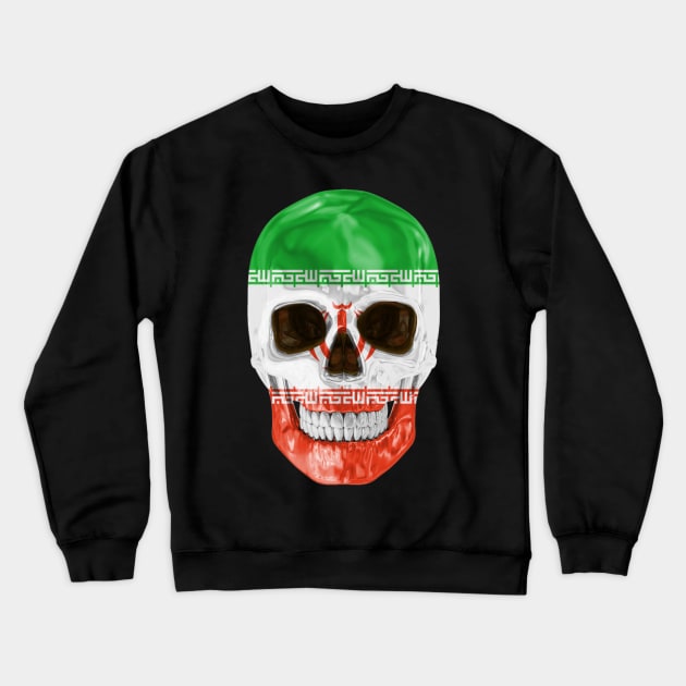 Iran Flag Skull - Gift for Iranian Persian With Roots From Iran Crewneck Sweatshirt by Country Flags